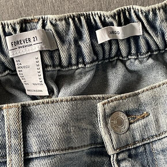 Forever 21 Baggy Wide Leg Cargo Jeans Retro Skater Grunge Y2K 90s Medium - Picture 3 of 7